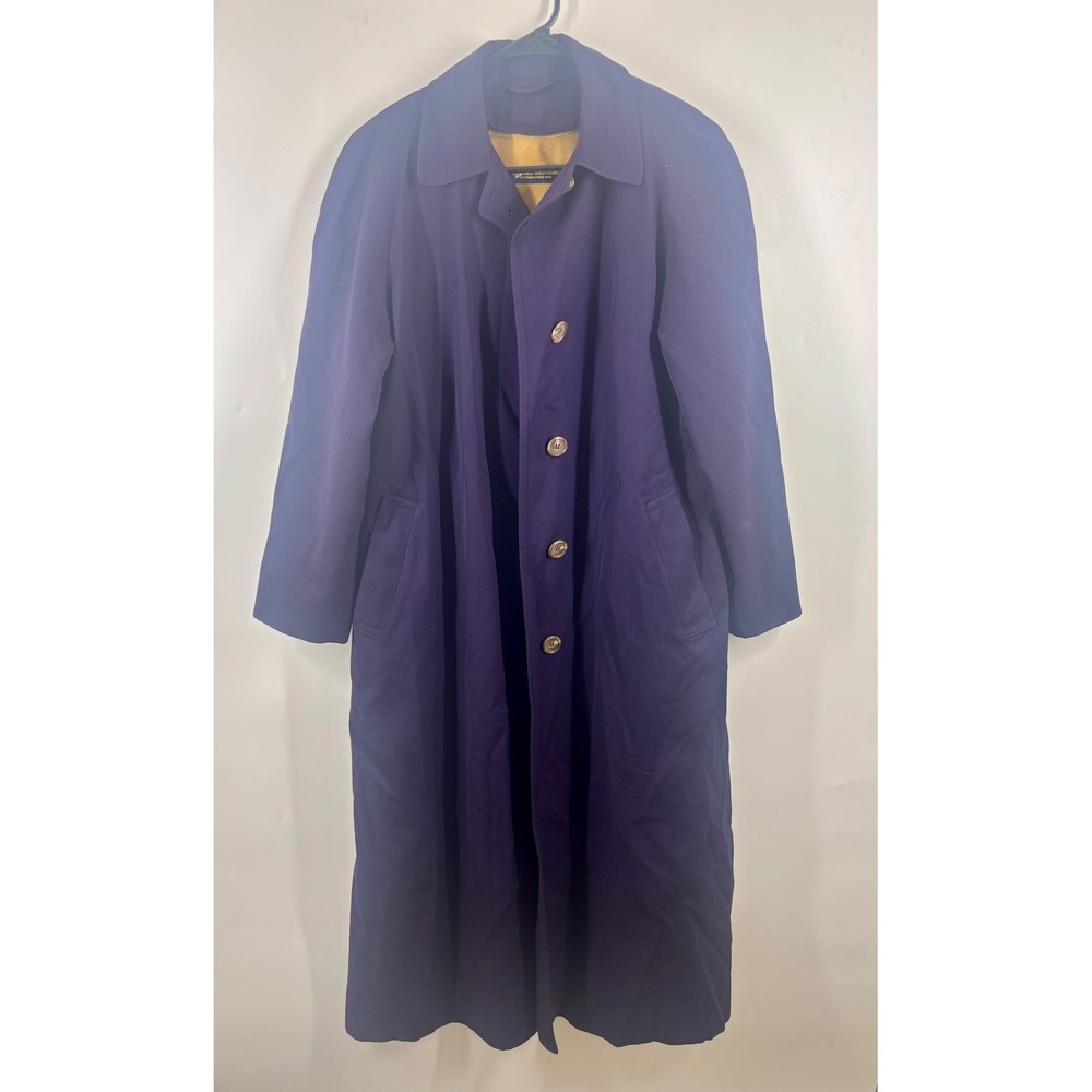 Brooks Brothers Womens Purple 100% Pure Wool Long Trench Coat Jacket Lined